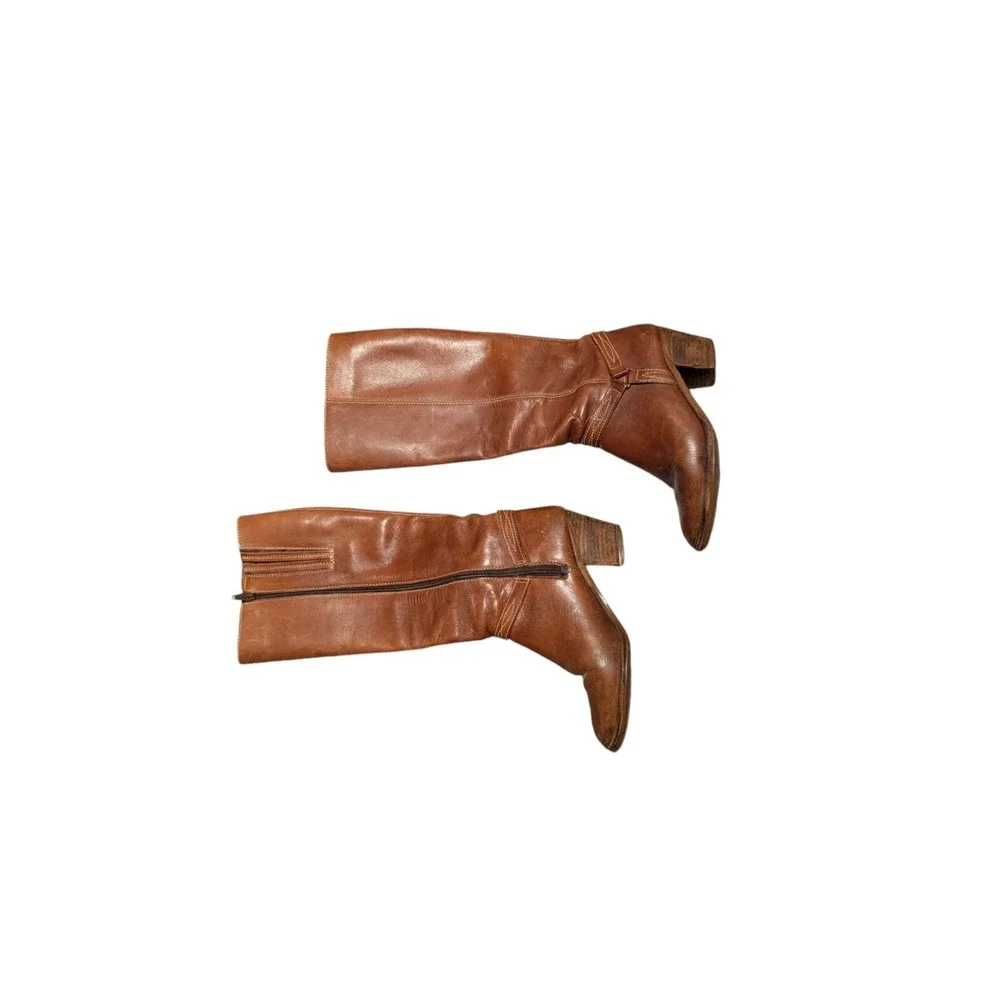 Vintage‎ Supple Leather Riding Boots | Brown Leather Knee High Boots 6.5 READ